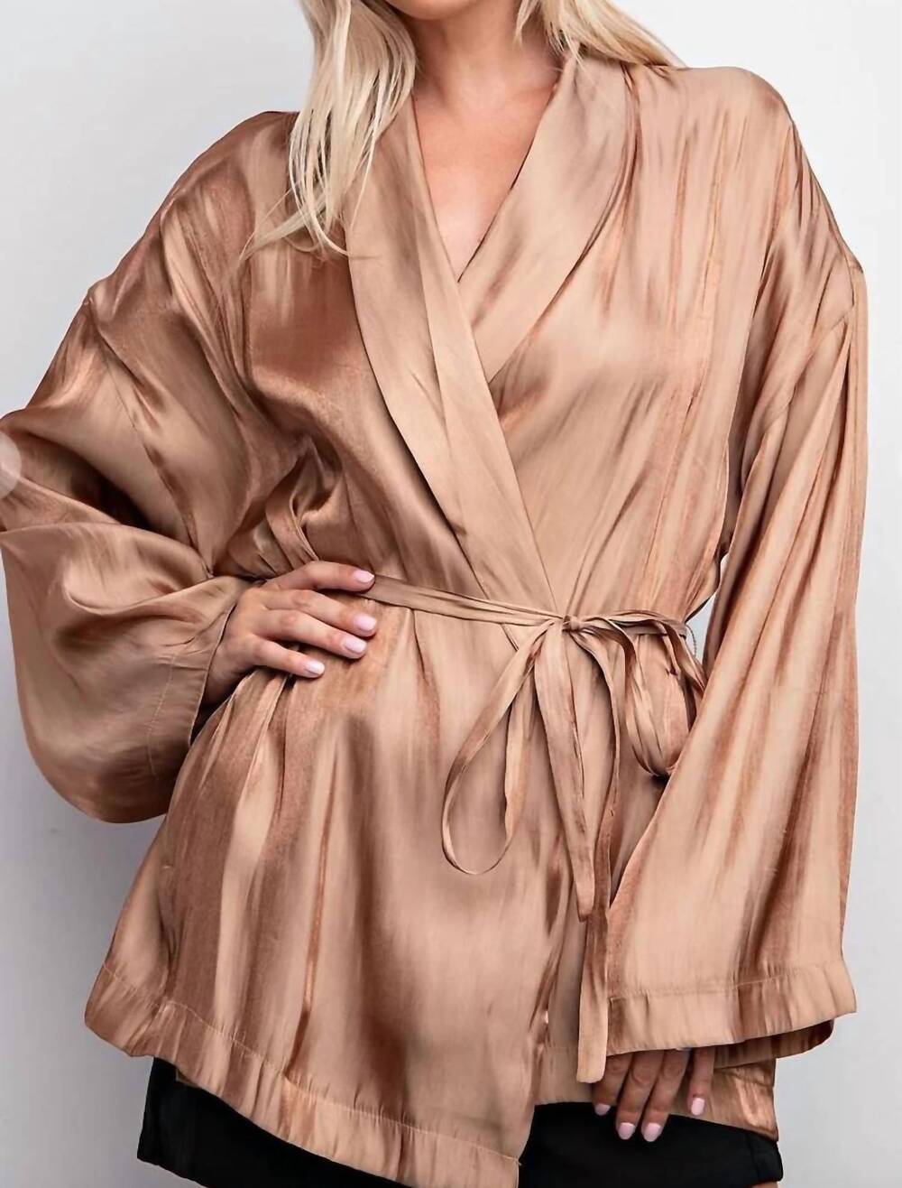 NEW STYLE U women's mistletoe wrap top in mocha